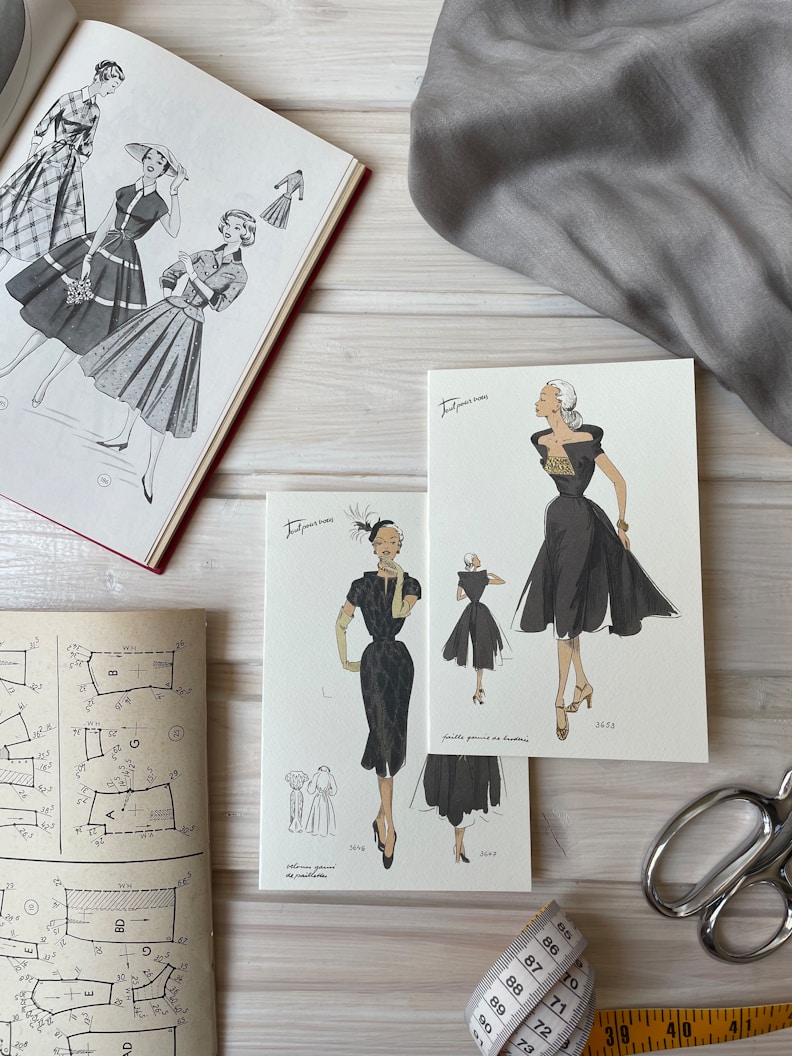 Fashion design elements and sketches
